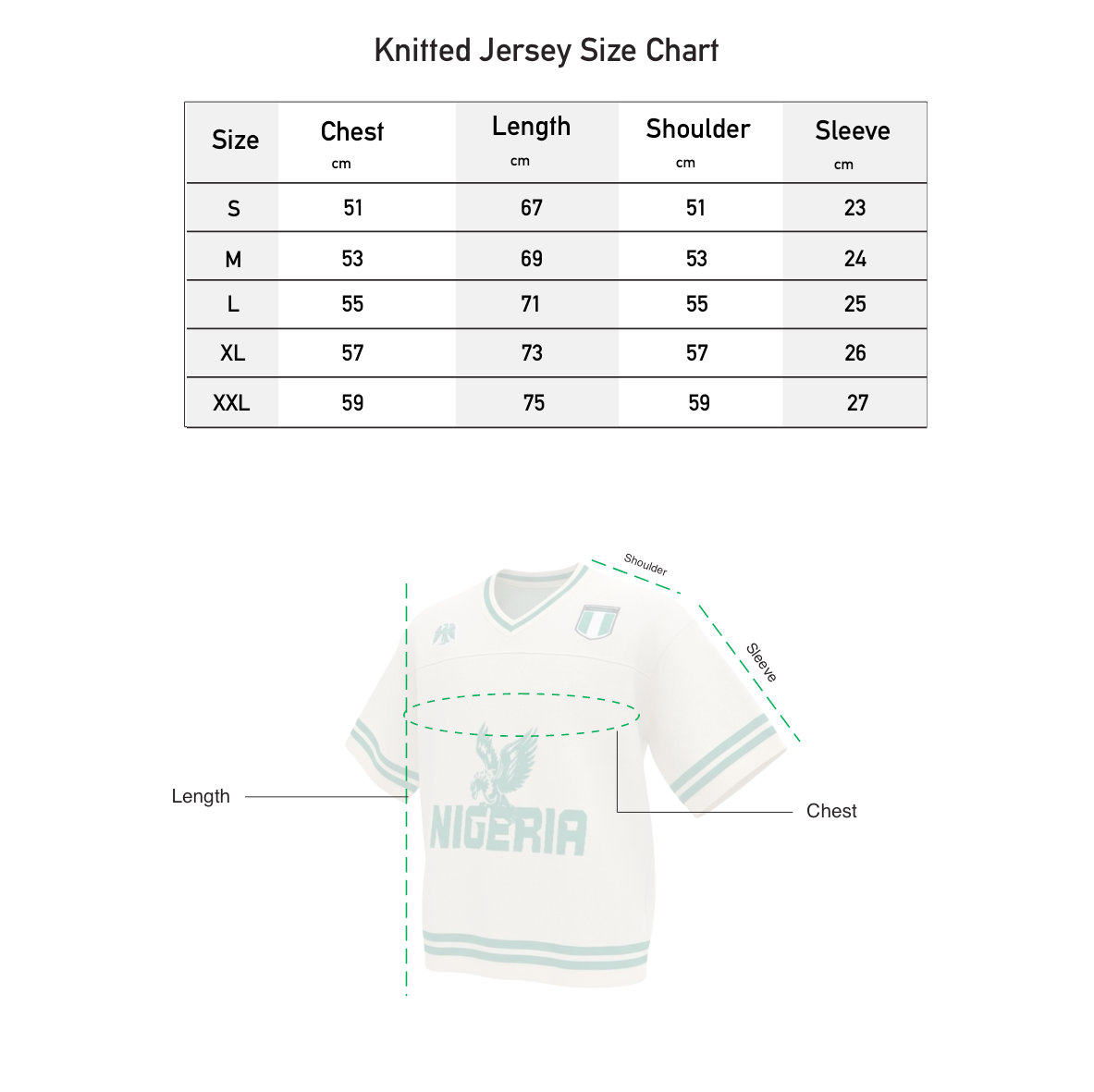 NAIJA KNITTED JERSEY size chart